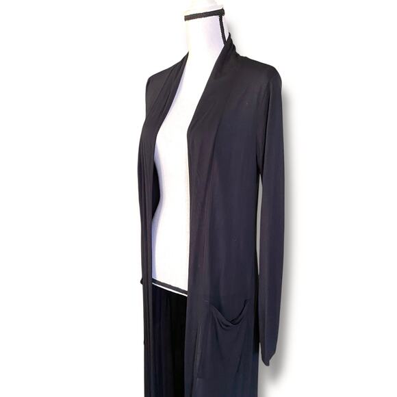 Revolve FRAME Long Line Duster Cardigan Fits Sz XS/S Black Fitted Long Sleeves - Picture 6 of 8